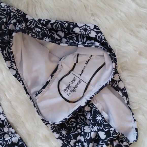 NWT Nicole Miller Bikini Set Size XL Black White Floral High Rise Bathing Suit - Picture 5 of 8